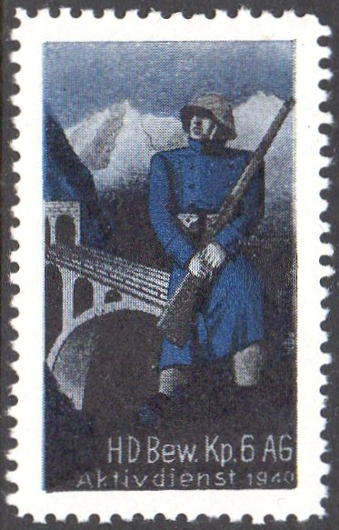 Schweiz Suisse Switzerland Soldatenmarken Eisenbahn Soldier Stamps Railway Hilfdienst Bewachungsdienst Bew KP 6 AG